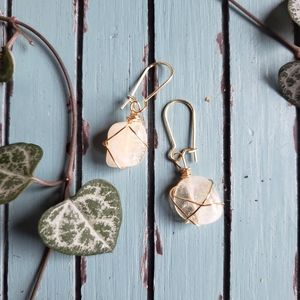 Handmade Wire Wrapped Citrine Crystal Quartz Healing Earrings